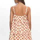 Lyndara Frill Trim Mini Dress Polka Dot Cream