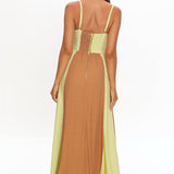 Nolan Princess Seam Maxi Dress Stripe Green