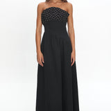 Illianah Frill Bust Asymmetric Hem Maxi Dress Black