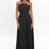 Illianah Frill Bust Asymmetric Hem Maxi Dress Black