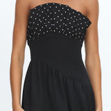 Illianah Frill Bust Asymmetric Hem Maxi Dress Black