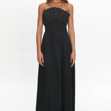 Illianah Frill Bust Asymmetric Hem Maxi Dress Black