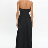 Illianah Frill Bust Asymmetric Hem Maxi Dress Black