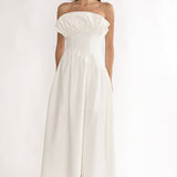 Ilianah Frill Bust Asymmetric Hem Maxi Dress Off White