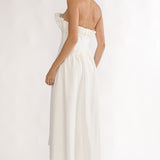 Ilianah Frill Bust Asymmetric Hem Maxi Dress Off White