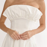 Ilianah Frill Bust Asymmetric Hem Maxi Dress Off White