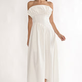 Ilianah Frill Bust Asymmetric Hem Maxi Dress Off White