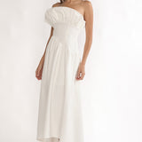Ilianah Frill Bust Asymmetric Hem Maxi Dress Off White