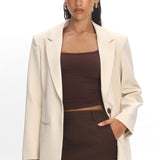 Serana Notch Lapel Oversized Blazer Beige