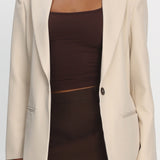 Serana Notch Lapel Oversized Blazer Beige