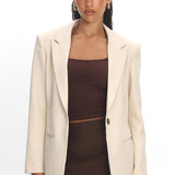 Serana Notch Lapel Oversized Blazer Beige