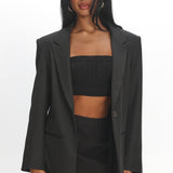 Serana Notch Lapel Oversized Blazer Black