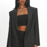 Serana Notch Lapel Oversized Blazer Black