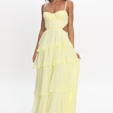 Vianne Tiered Cut-Out Maxi Dress Butter