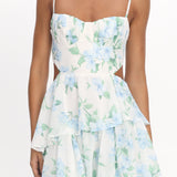 Vianne Tiered Cut-Out Maxi Dress Floral Blue