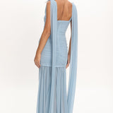 Rosellea Draped Shoulder Maxi Dress Blue