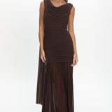 Rosellea Draped Shoulder Maxi Dress Chocolate