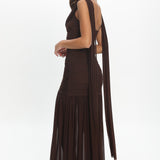 Rosellea Draped Shoulder Maxi Dress Chocolate