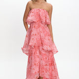 Honfleur Strapless Layered Maxi Dress Print Pink