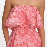 Honfleur Strapless Layered Maxi Dress Print Pink