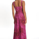 Teressa Square Neck Maxi Dress Floral Fuchsia