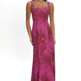 Teressa Square Neck Maxi Dress Floral Fuchsia