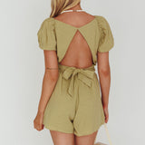 Alexis Elasticated Waist Romper Avocado