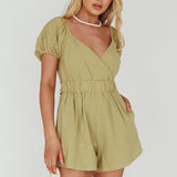 Alexis Elasticated Waist Romper Avocado