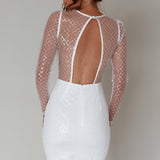 Juno Plunging Neckline Sequin Mini Dress White
