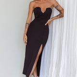 Mystic Diamante Neckline Midi Dress Black