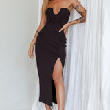 Mystic Diamante Neckline Midi Dress Black
