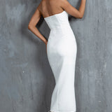 Mystic Diamante Neckline Midi Dress White