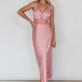 Honeybee Lace Trim Maxi Dress Blush