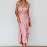 Honeybee Lace Trim Maxi Dress Blush