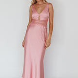 Honeybee Lace Trim Maxi Dress Blush