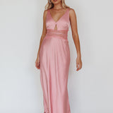 Honeybee Lace Trim Maxi Dress Blush
