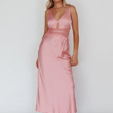 Honeybee Lace Trim Maxi Dress Blush
