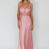 Honeybee Lace Trim Maxi Dress Blush