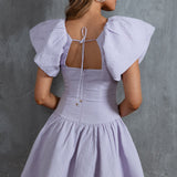 Self Love Flounce Hem Dress Lilac