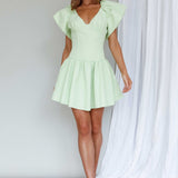 Self Love Flounce Hem Dress Lime