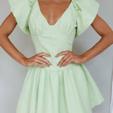 Self Love Flounce Hem Dress Lime