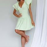 Self Love Flounce Hem Dress Lime