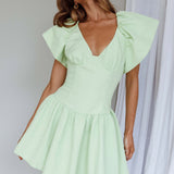 Self Love Flounce Hem Dress Lime