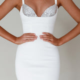 La Bellevilloise Sequin Bust Mini Dress White