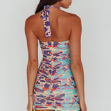Maribella Halterneck Mini Dress Print Blue