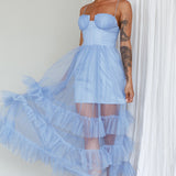 Moonlight Sonata Ruffle Mesh Maxi Dress Sky Blue
