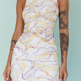 Sarafina Twist Accent Mesh Midi Dress Marble Yellow
