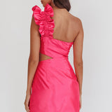 NY Moment Wide Ruffle Shoulder Mini Dress Pink