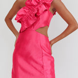 NY Moment Wide Ruffle Shoulder Mini Dress Pink