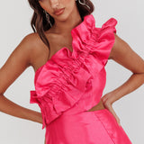 NY Moment Wide Ruffle Shoulder Mini Dress Pink